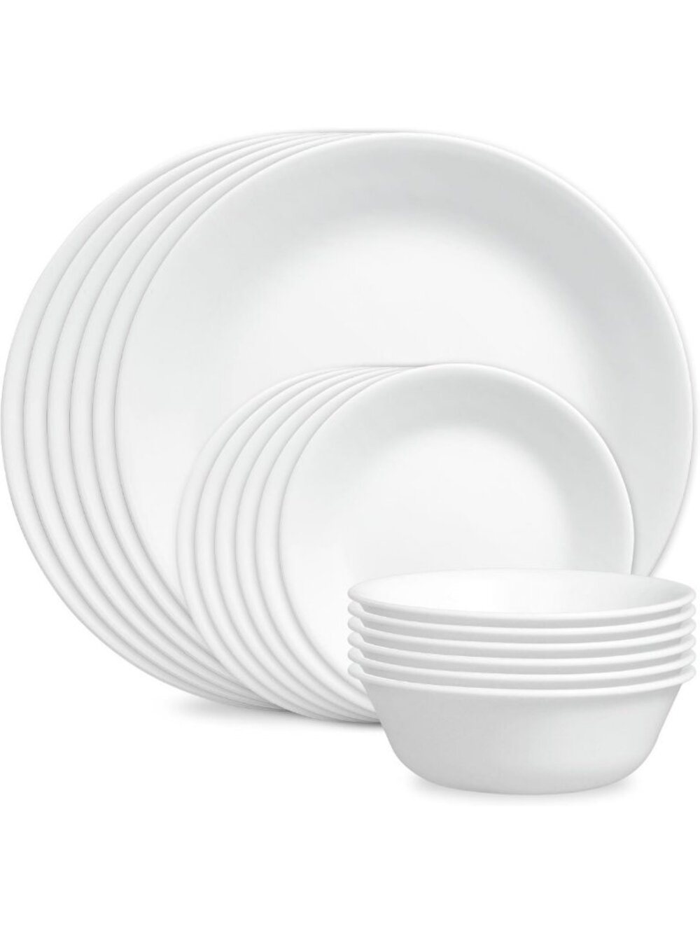 18-Piece Lightweight Dinnerware Set for 6 - Chip Resistant Round Plates & Bowls